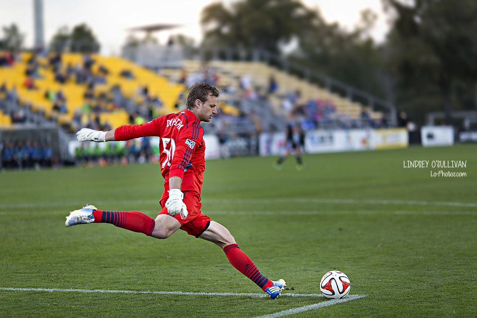 Seattle Sounders player in action during a match in Charleston, South Carolina.