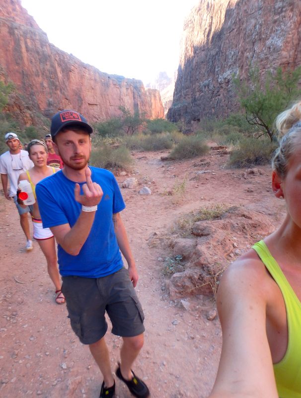 Mooney Falls dropping dramatically into a canyon pool in Havasupai