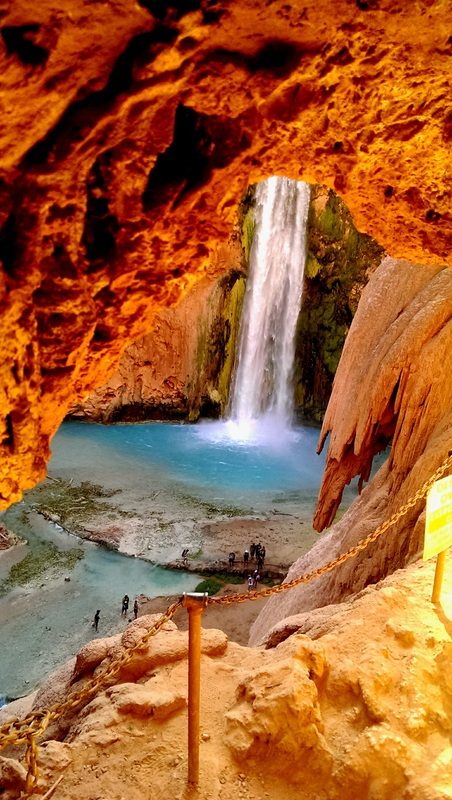 Sunlight on the red rock canyon walls of Havasupai, Arizona