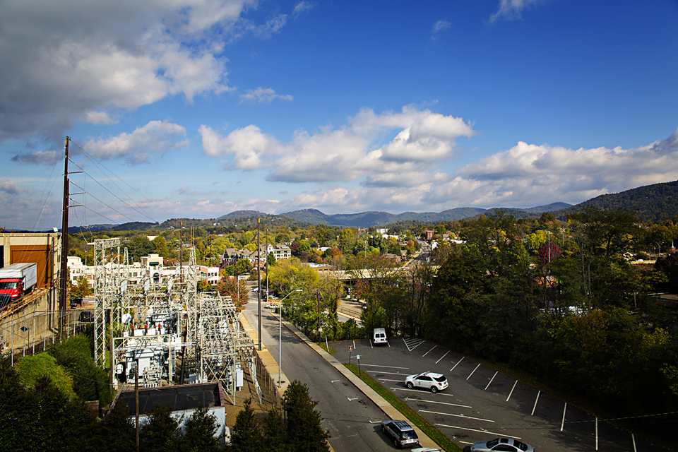 Downtown Asheville, NC streetscape captured during a fall trip