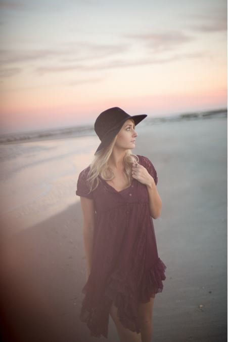 Golden hour styled shoot with Free People clothing at Folly Beach