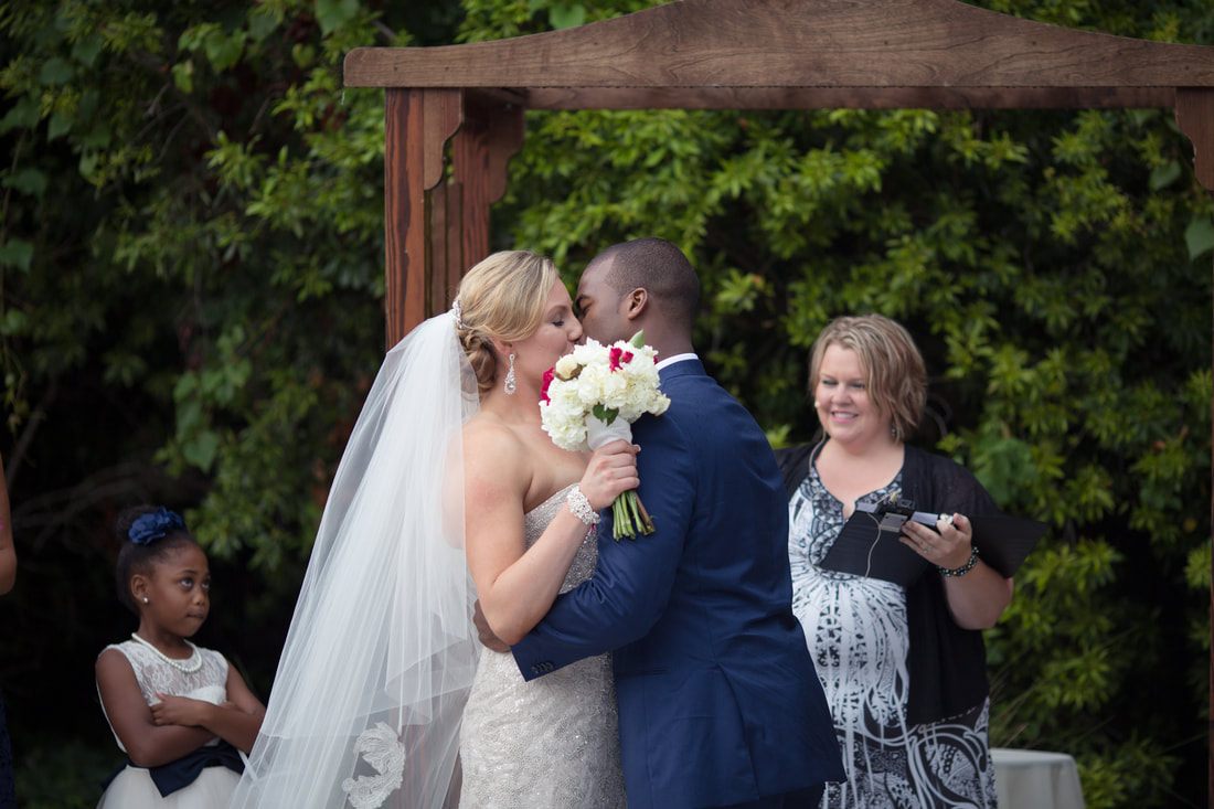 Sara and Dwayne dancing together at their Charleston wedding reception.