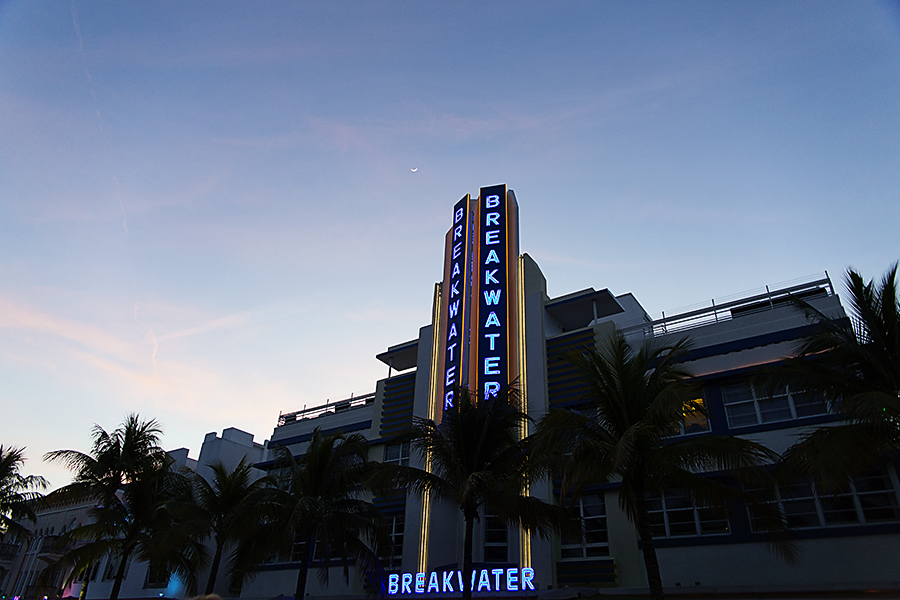Street-level view of downtown Miami's skyline