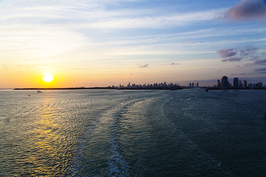 Sailing scene captured during a Miami sunset timelapse