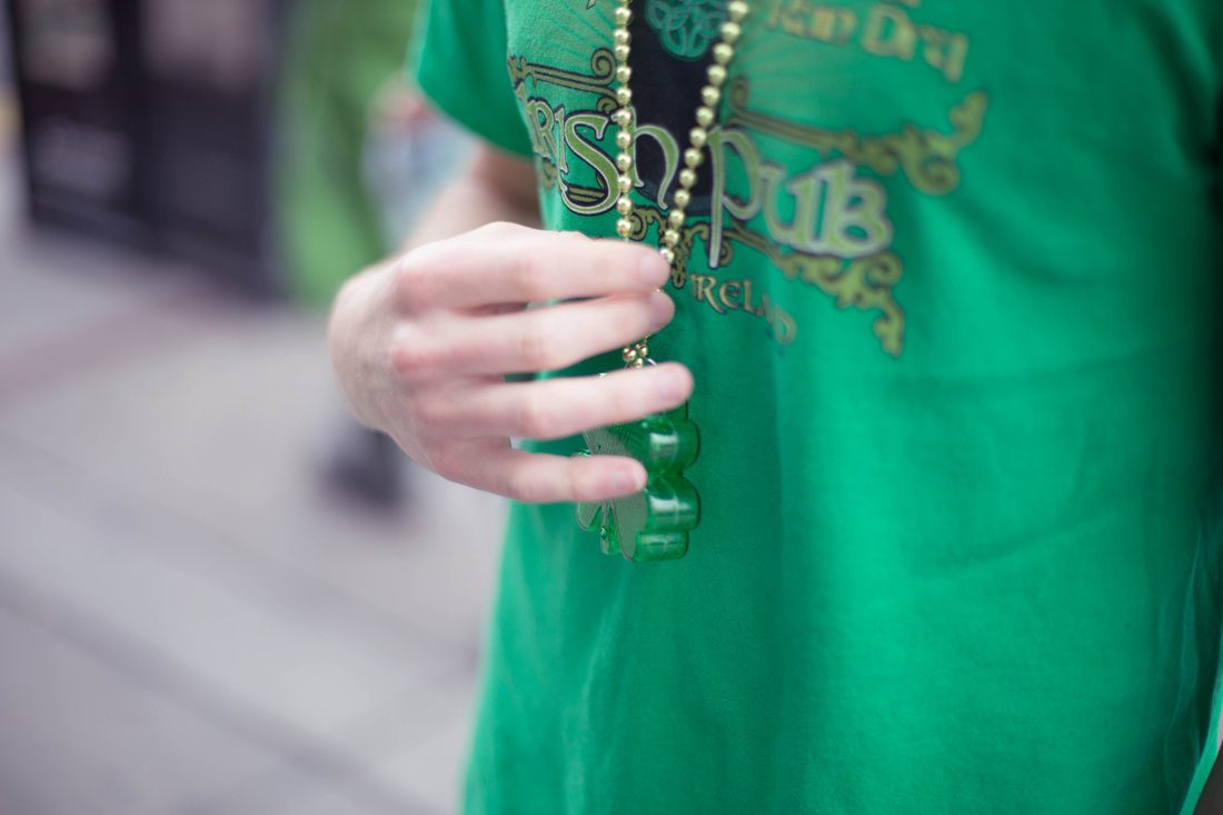 A candid moment from the St. Patrick's Day crowd in downtown Savannah, GA