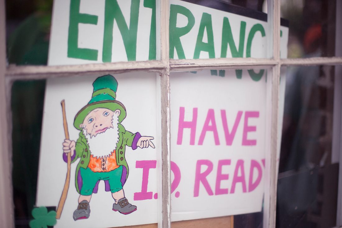 Street scene from Savannah's St. Patrick's Day celebration in the historic district