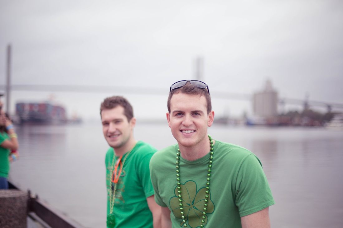 A candid moment from the St. Patrick's Day crowd in downtown Savannah, GA