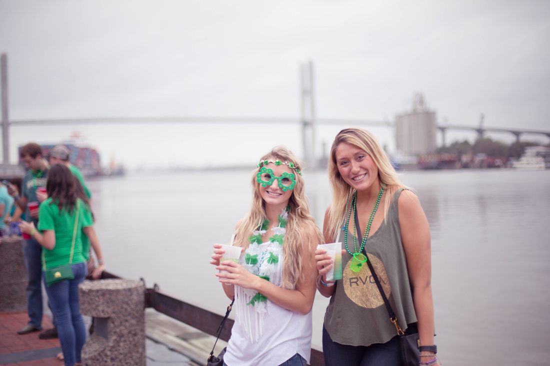 Savannah's oak-lined streets full of people celebrating St. Patrick's Day