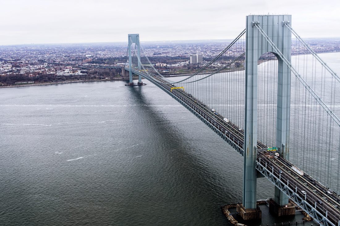 New York Harbor and skyline from above