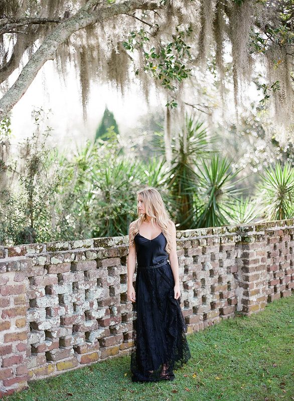 Detail shot of a Shop Gossamer wedding gown at Middleton Place.