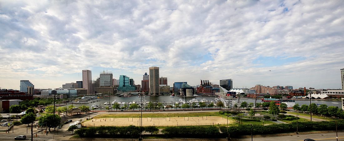 Downtown Baltimore, MD cityscape during a weekend trip