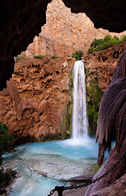 Canyon walls glowing in afternoon light along the Havasupai trail