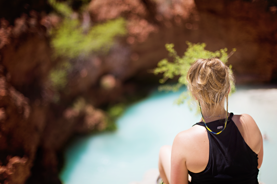Hikers taking in the view of the falls on a return trip to Havasupai
