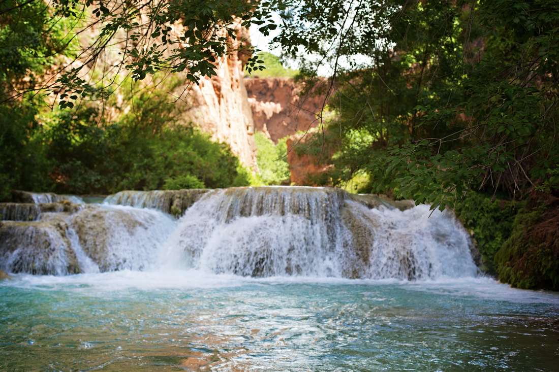 Group of friends hiking the trail into the Havasupai Indian Reservation