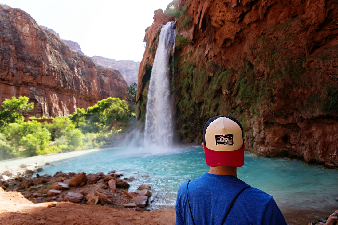 Canyon walls glowing in afternoon light along the Havasupai trail