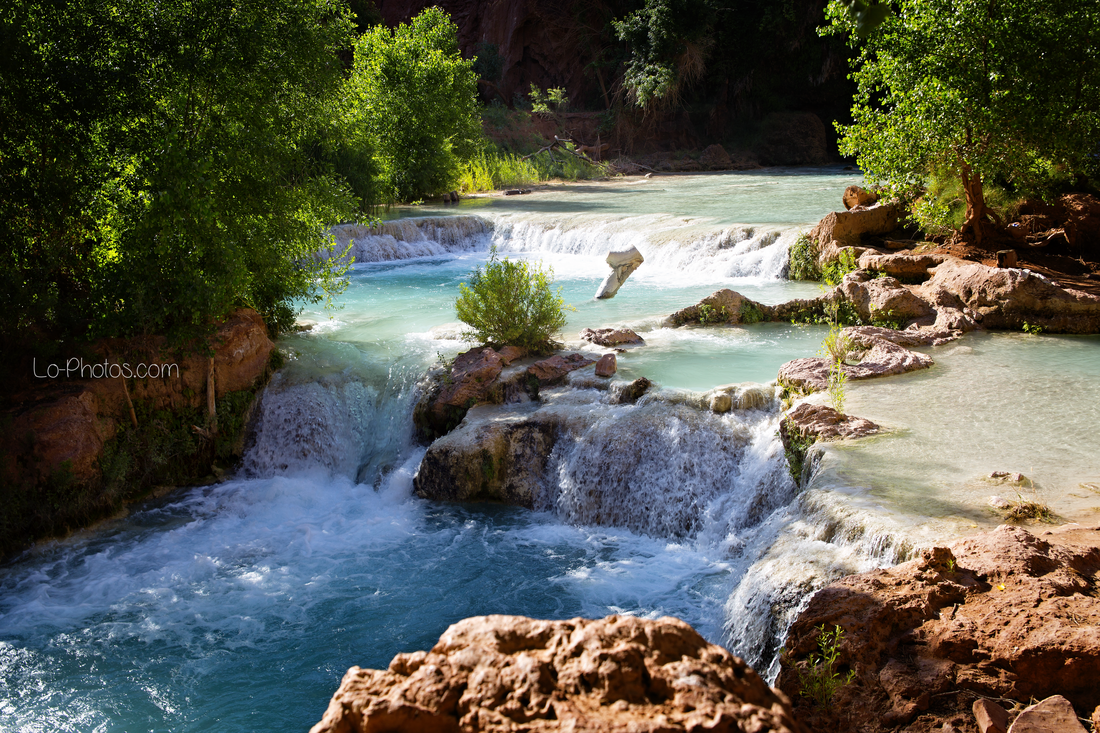 Hikers taking in the view of the falls on a return trip to Havasupai