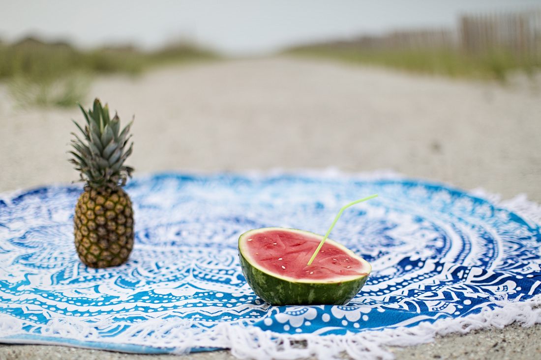 Beach day lifestyle photo capturing warm July sunlight