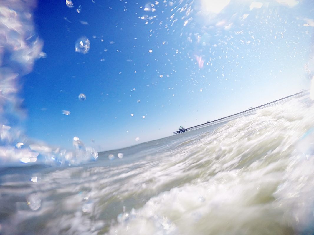 Close-up wave action photographed underwater at Folly Beach on a GoPro