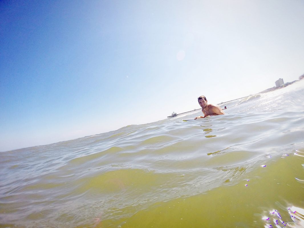Body boarding action captured on a GoPro at Folly Beach, South Carolina