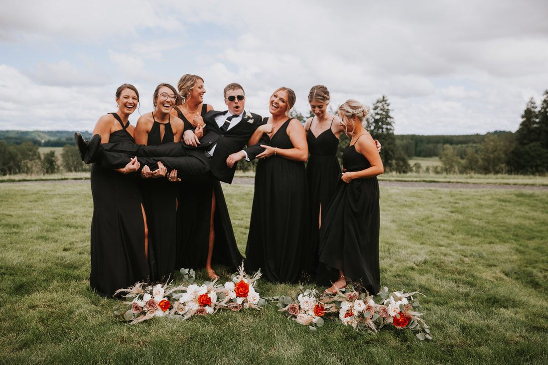 Guests dancing at the reception after the ceremony at The Orchard at Sunshine Hill.