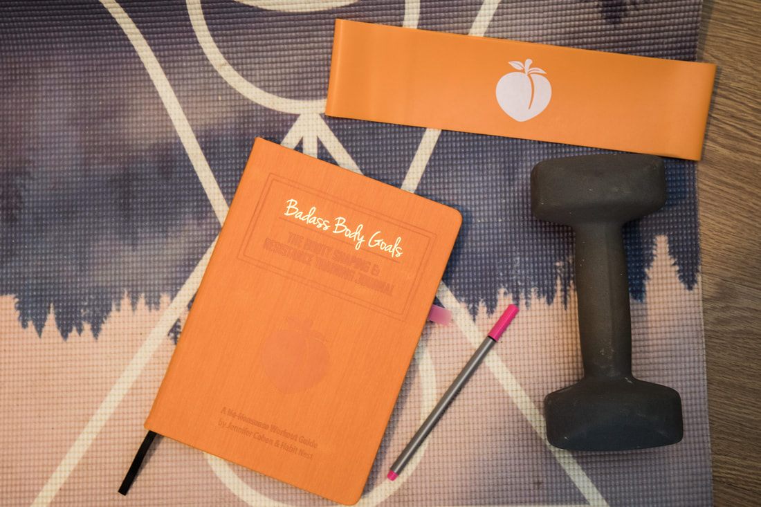 Close-up of Habit Nest journal open to a goal-tracking page