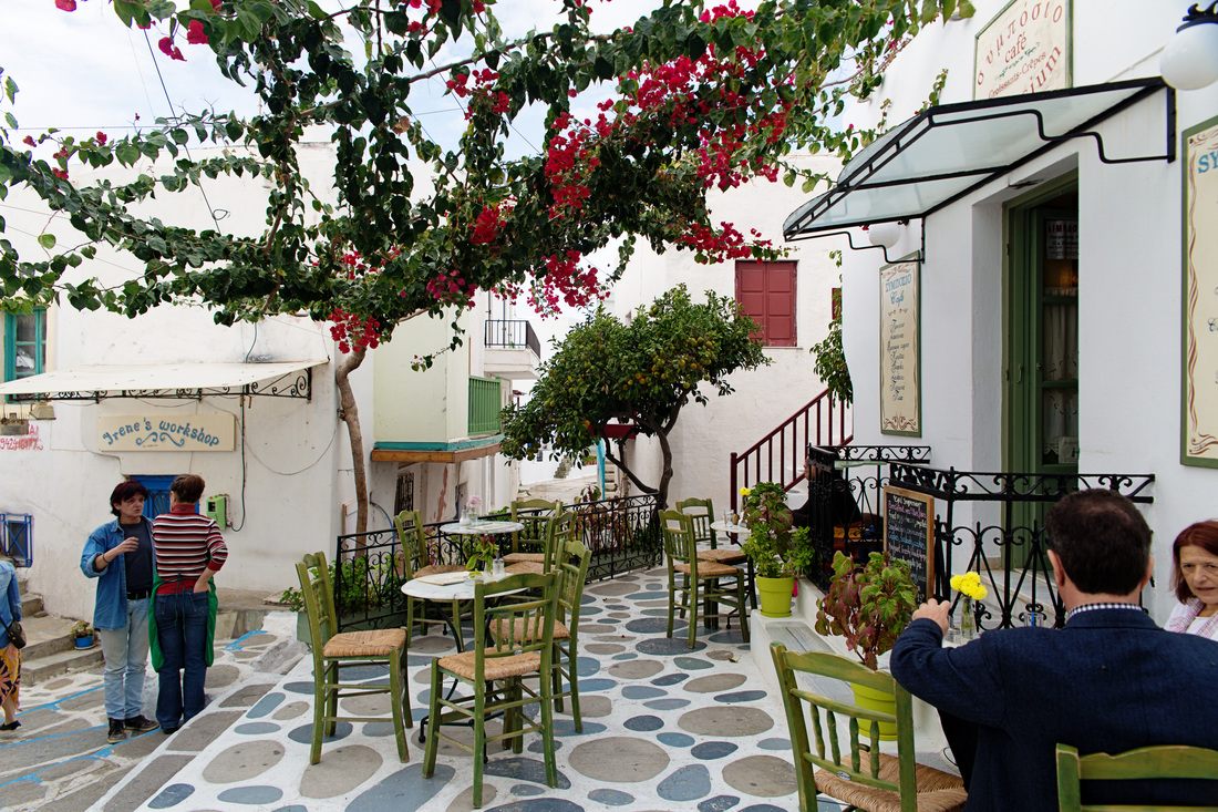Kittens playing along a whitewashed street in Paros (another frame from the trip)