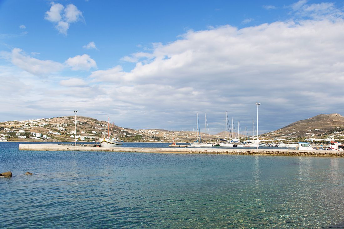 The rocky coastline of Paros with clear turquoise water (another frame from the trip)