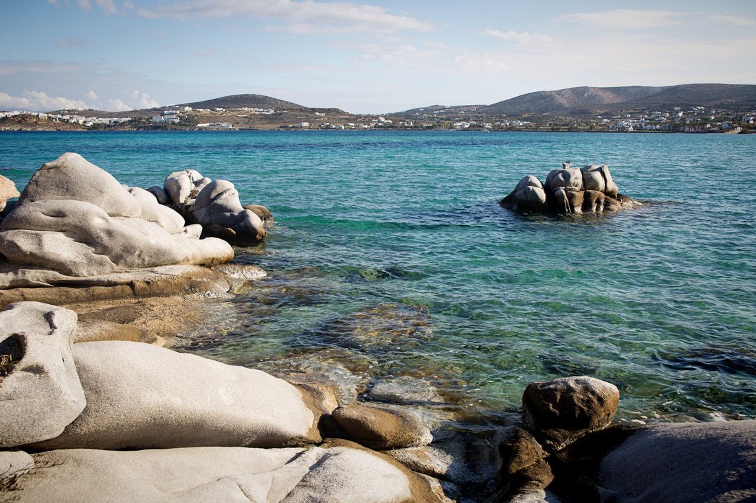 A secluded beach cove on the island of Paros (another frame from the trip)