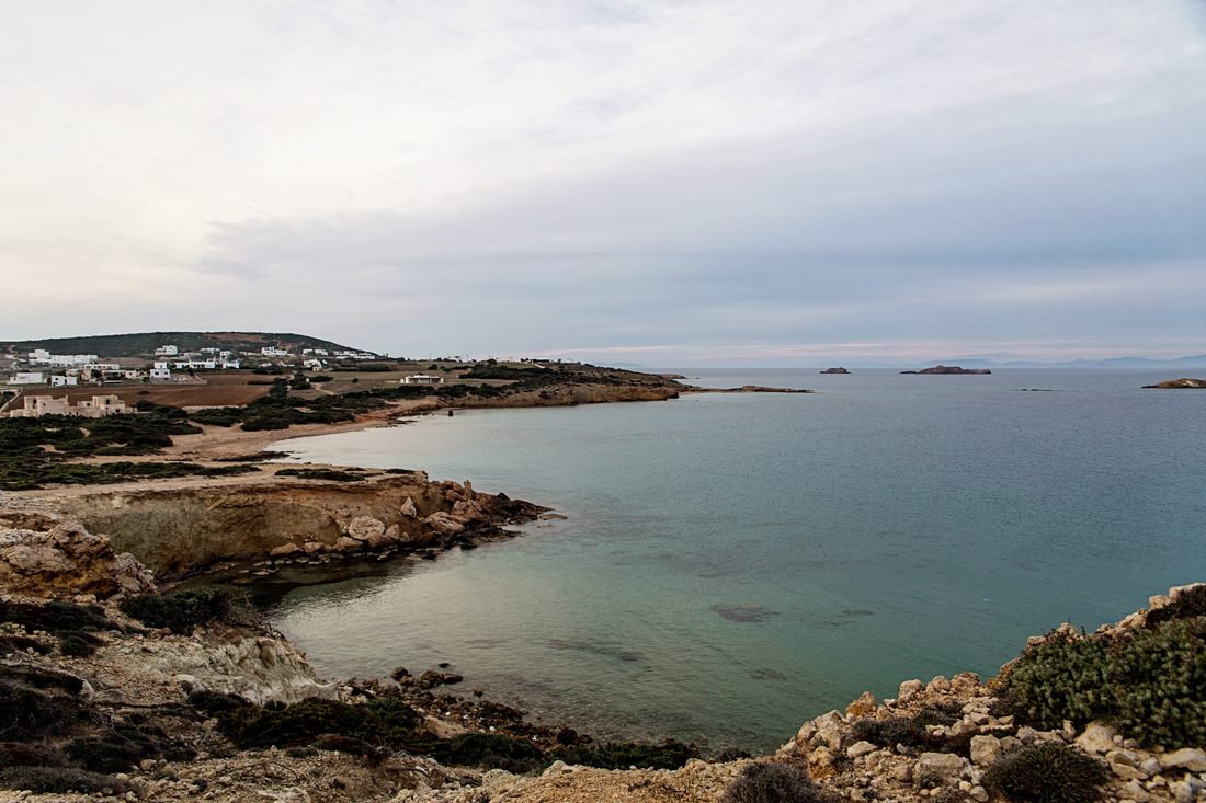 The rocky coastline of Paros with clear turquoise water (another frame from the trip)