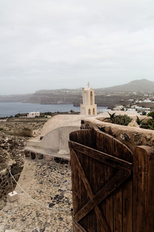 Exploring Santorini's coastline by ATV along the cliffside roads