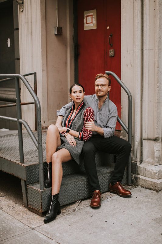 Karina and Matt walking together as the city moves around them