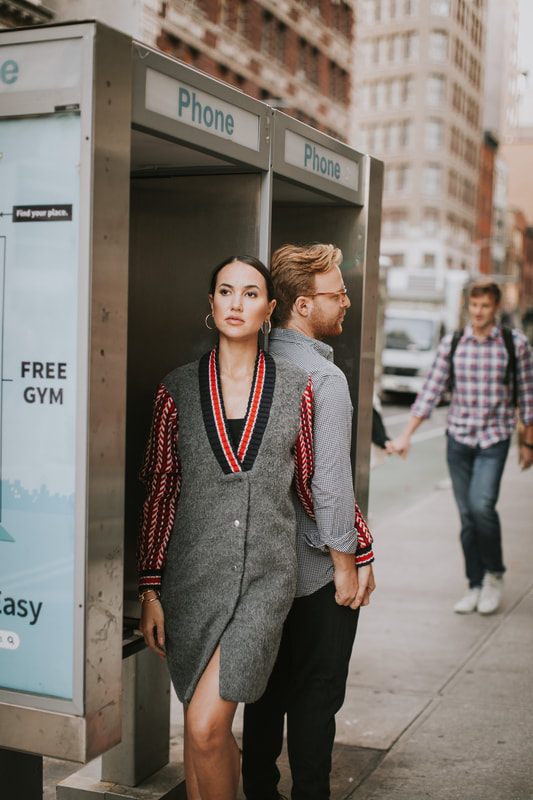 Karina and Matt exploring unique light and texture around Flatiron