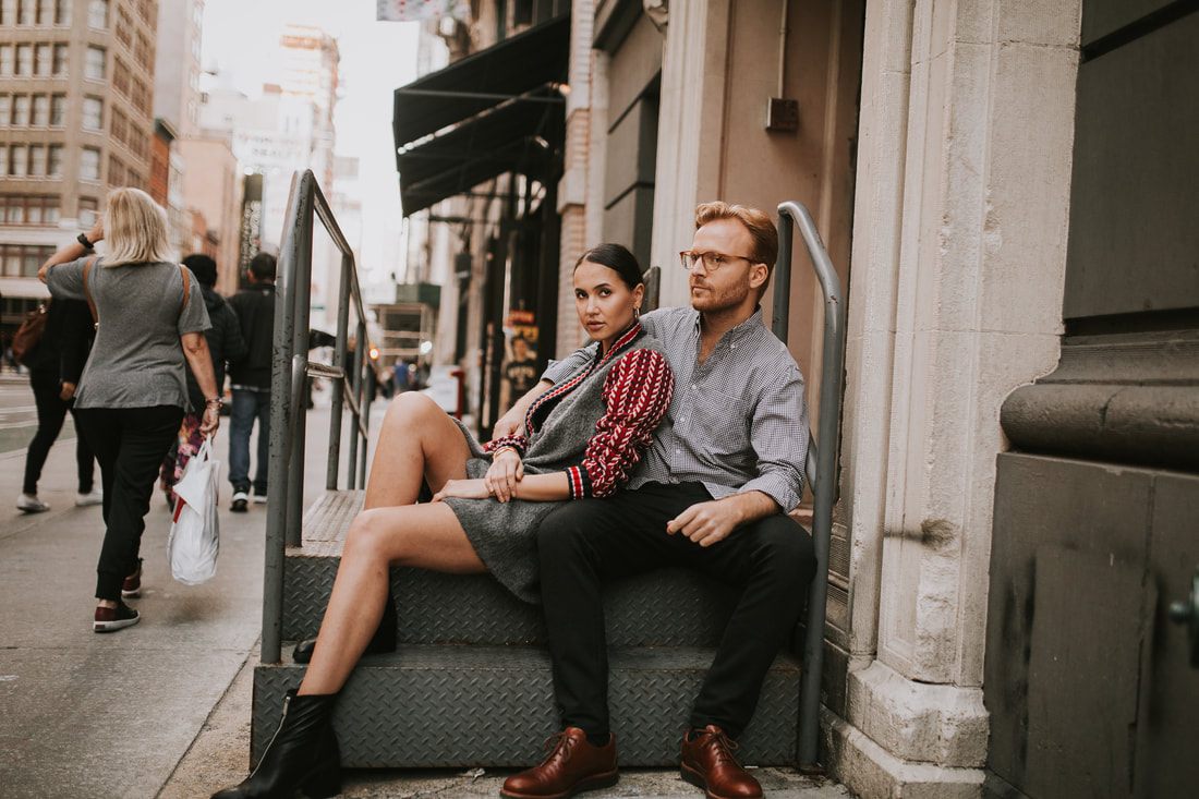 Candid portrait of the couple exploring downtown Manhattan