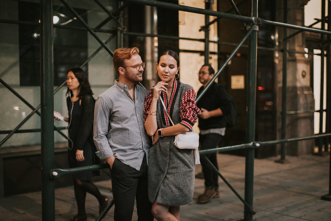Karina and Matt sharing a final quiet moment during their NYC session