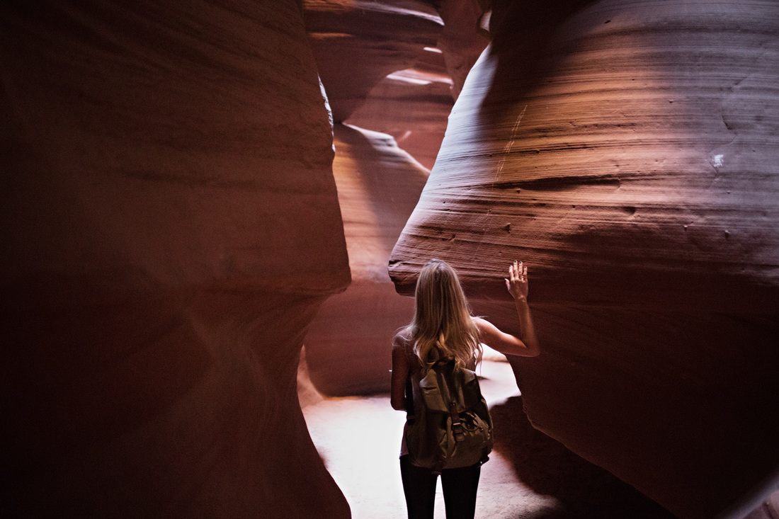 Swirling red rock patterns inside Antelope Canyon near Page, Arizona