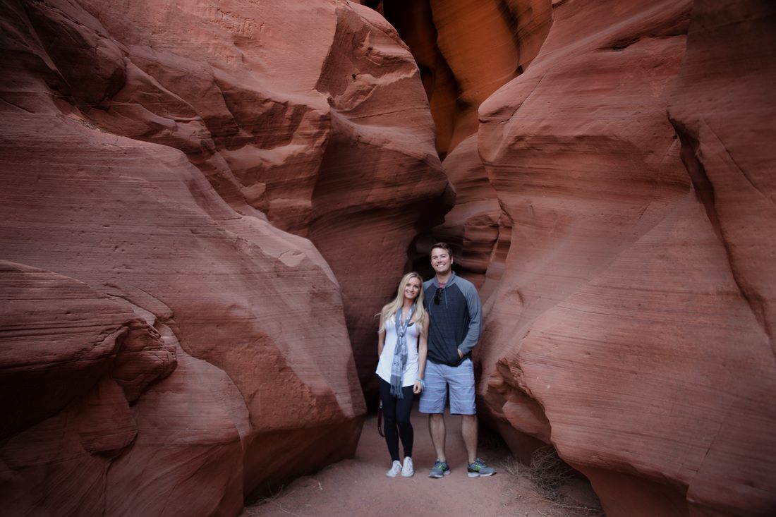A narrow slot canyon passage in Antelope Canyon, Arizona