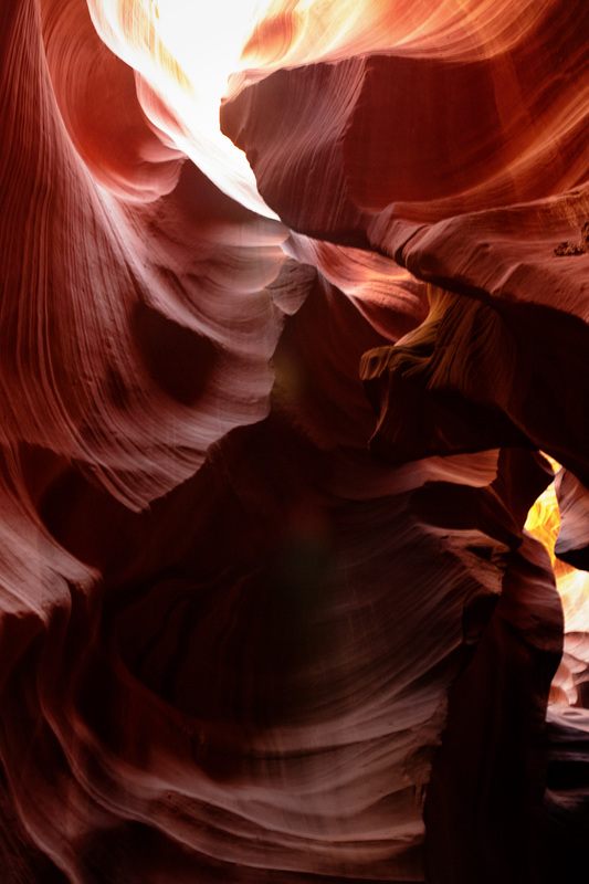 Sandstone textures and shadows inside Antelope Canyon