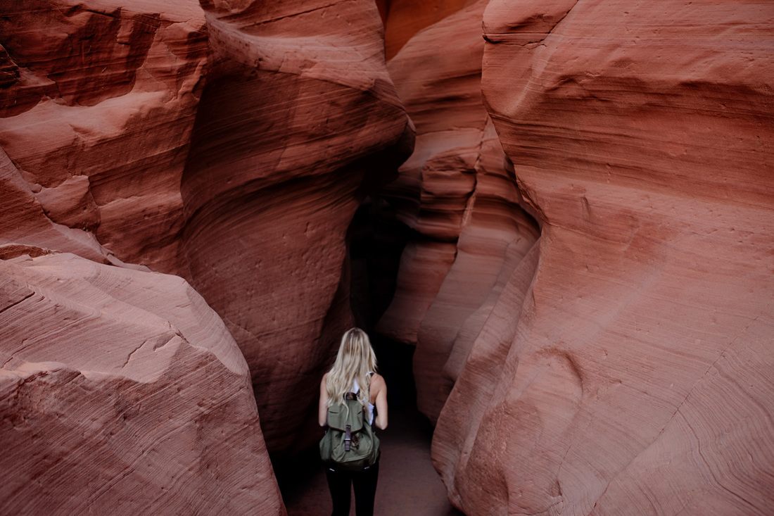 Swirling red rock patterns inside Antelope Canyon near Page, Arizona