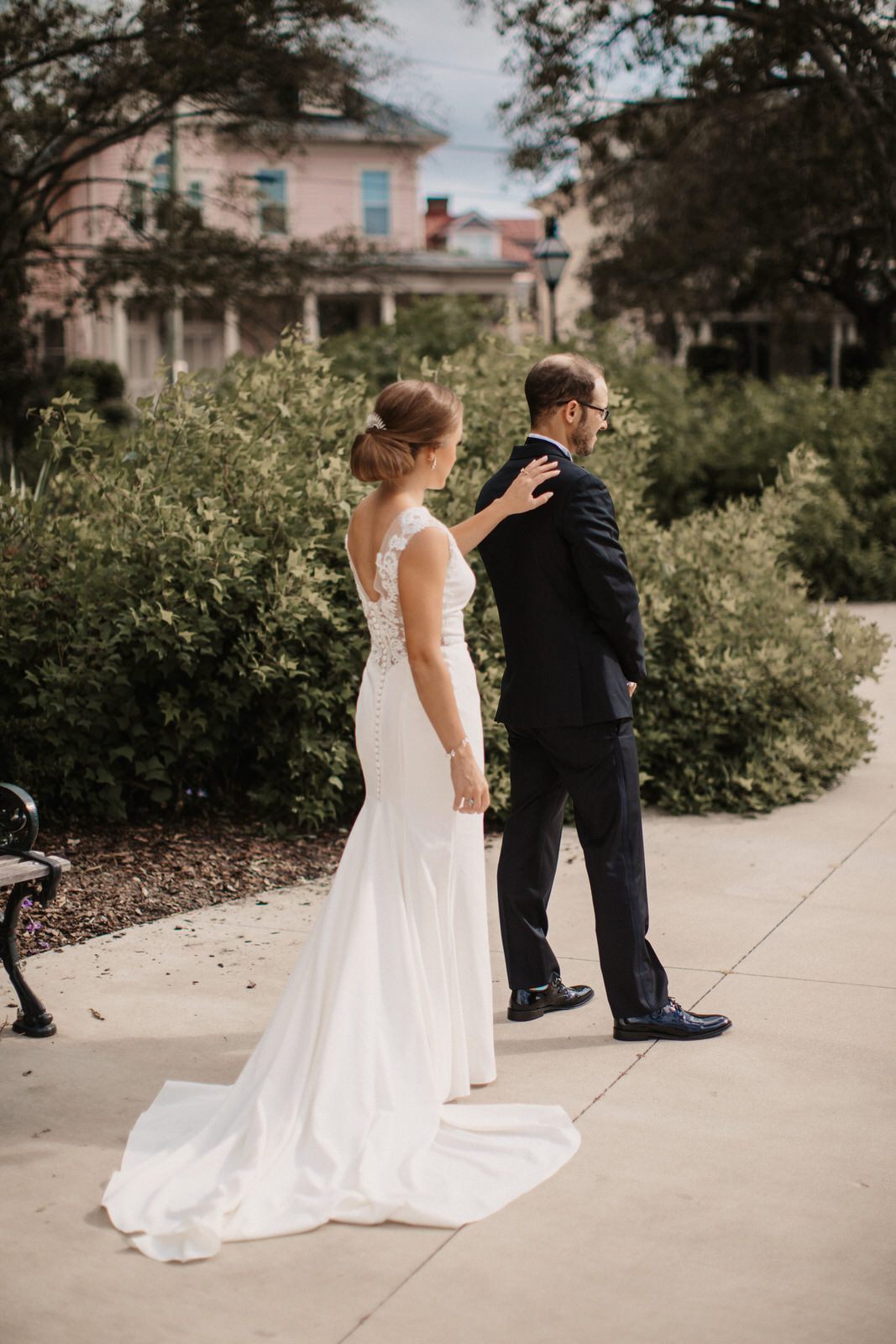 The bride and groom sharing a first dance at their Charleston wedding