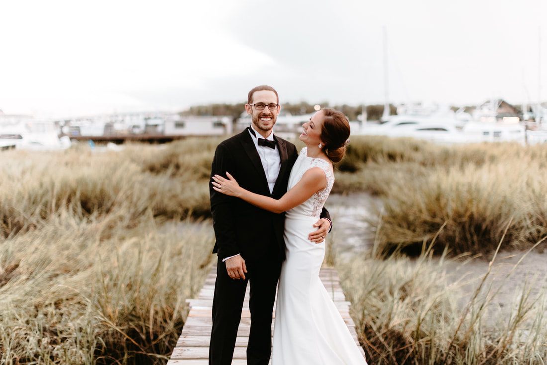 The bride and groom's first dance continuing at their Charleston wedding
