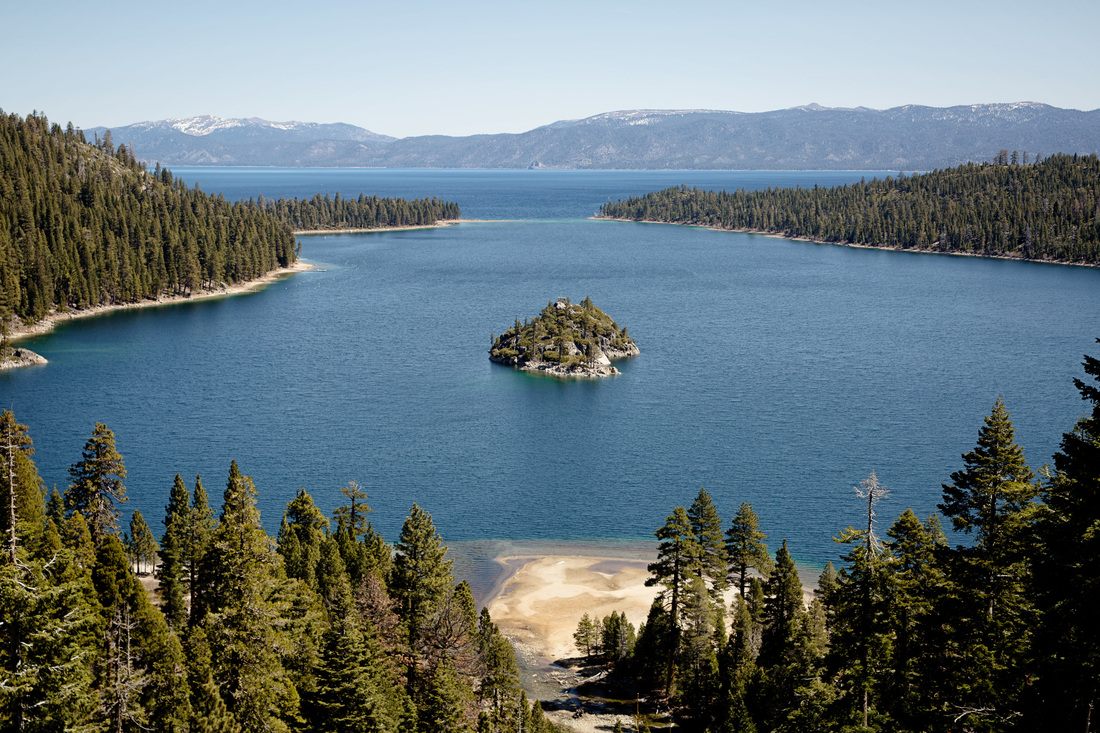 Mountain landscape view of Lake Tahoe on the California side