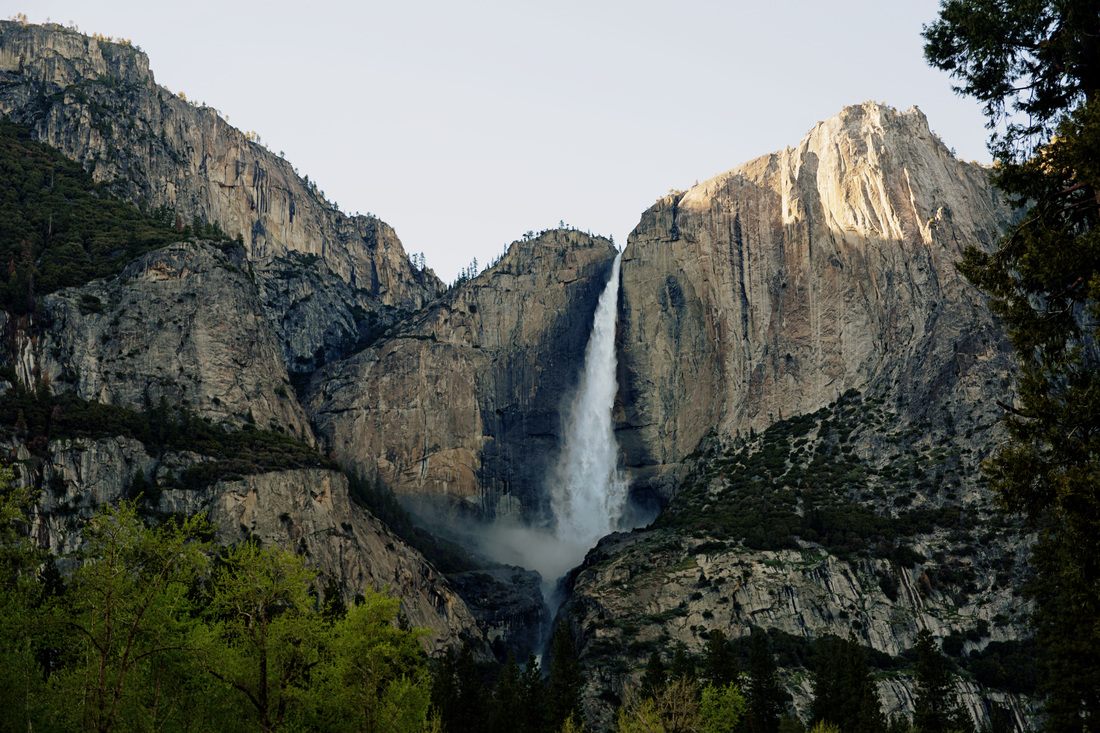 Late afternoon light on the rock faces of Yosemite Valley