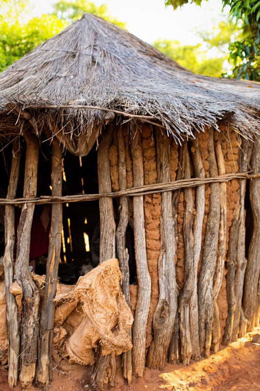 Handmade textiles displayed by local craftspeople in Zambia