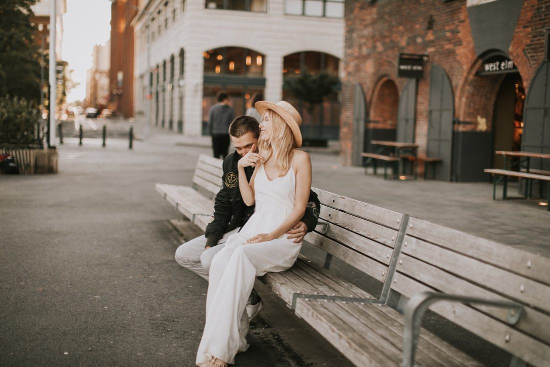 Valentina and Alex posed against the New York City skyline
