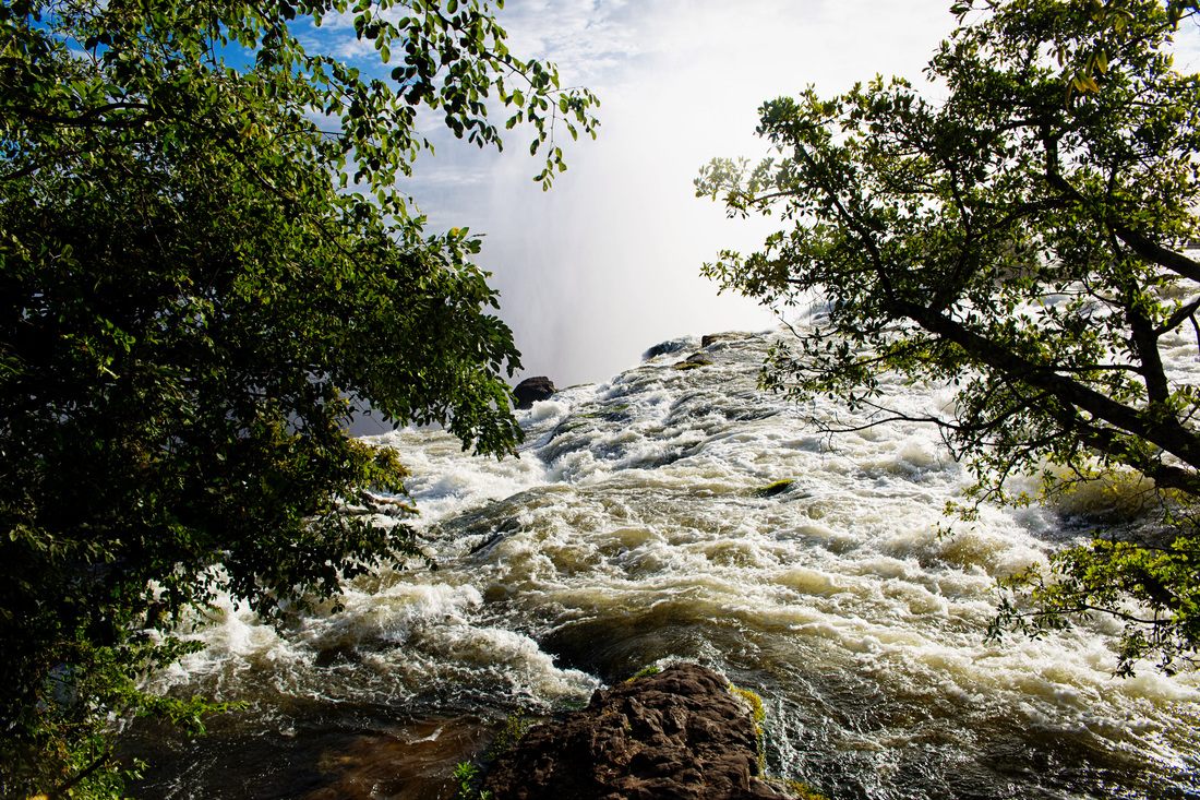 Rainbow forming in the spray at Victoria Falls
