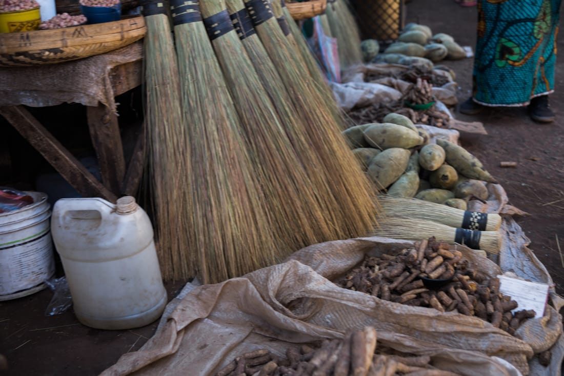 Everyday commerce at an informal market in Livingstone, Zambia