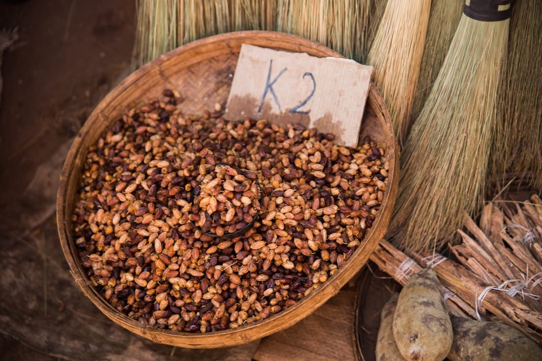 Vendor selling handmade goods at an informal market in Livingstone, Zambia