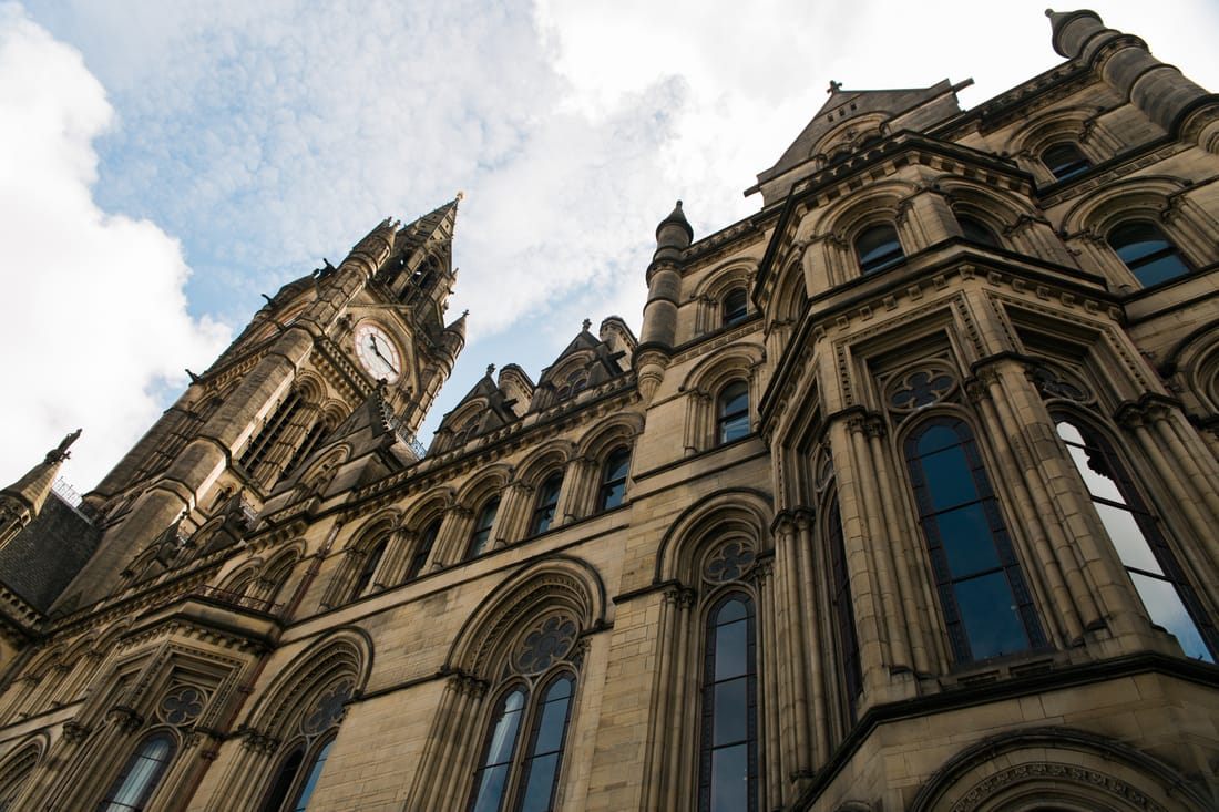 Shopping district in downtown Manchester, England