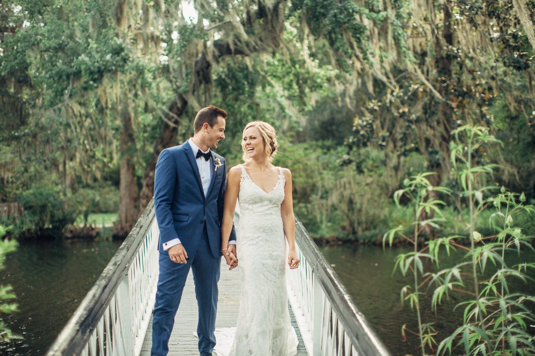 Groom's reaction as he sees his bride for the first time at Magnolia Plantation