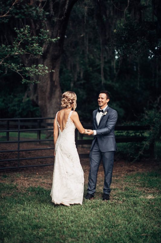 Bride and groom sharing a private moment away from the reception